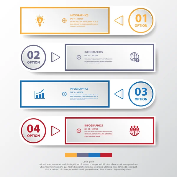 Többszínű szám timeline design — Stock Vector