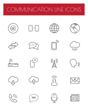 İletişim ince çizgi Icons set 