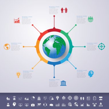 Dünya Haritası ile dijital Infographic 