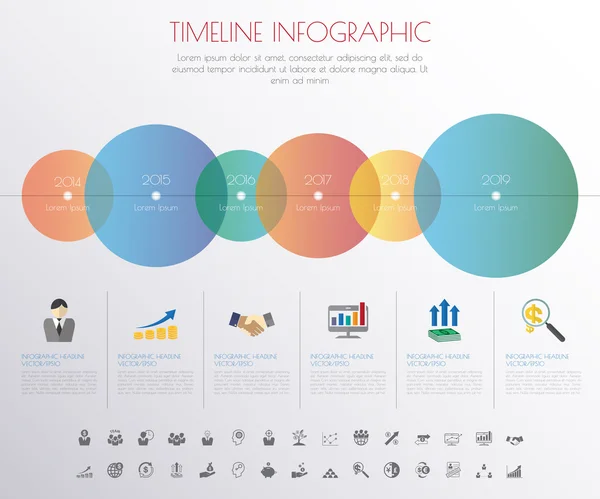 Tijdlijn infographics met iconen set — Stockvector