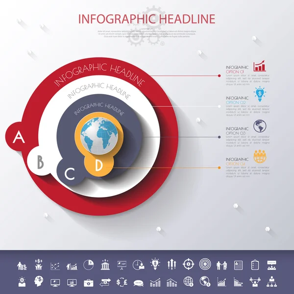 Ψηφιακή Infographic με παγκόσμιο χάρτη — Διανυσματικό Αρχείο