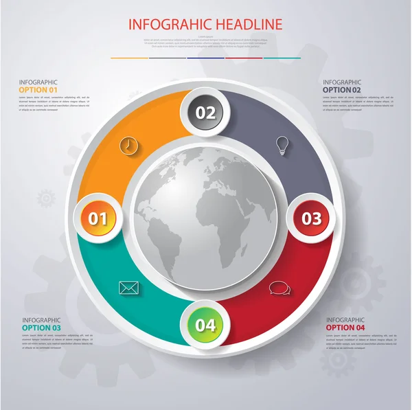 Infographie numérique avec carte du monde — Image vectorielle