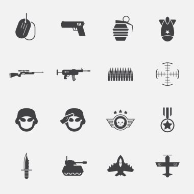 savaş ve asker Icons set.