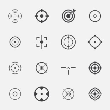 düz gölge crosshairs Icons set.