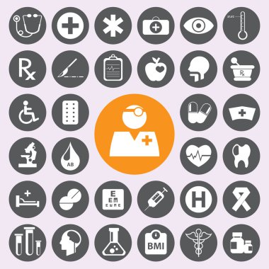 düz tıbbi Icons set.