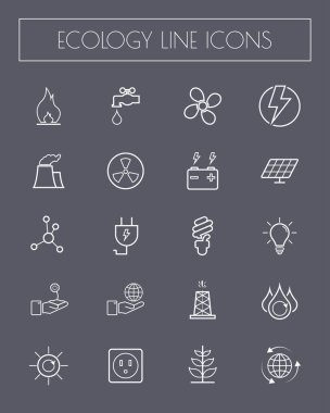 Enerji, güç ve çevre Icons set