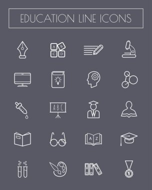 Eğitim ince çizgi simgeler set.vector illüstrasyon.