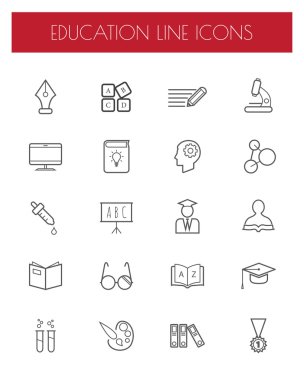 Eğitim ince çizgi Icons set.
