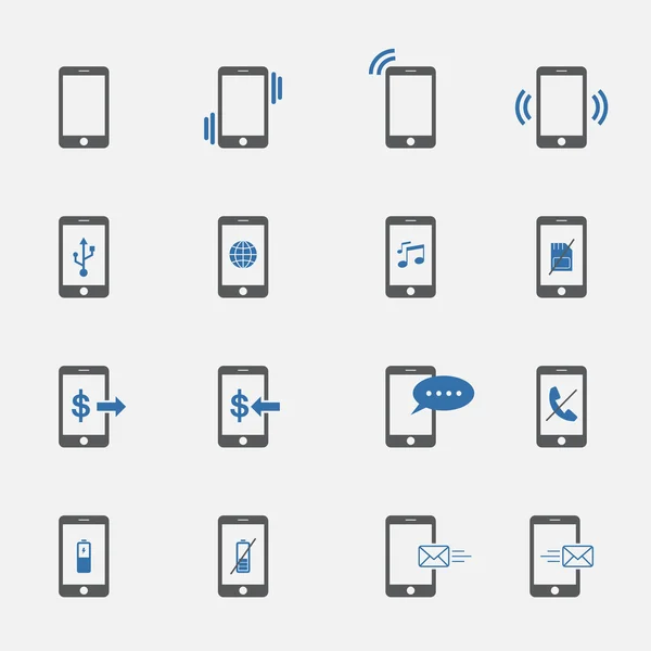 Icônes de symbole de téléphone à deux tons set.vector.illustration — Image vectorielle