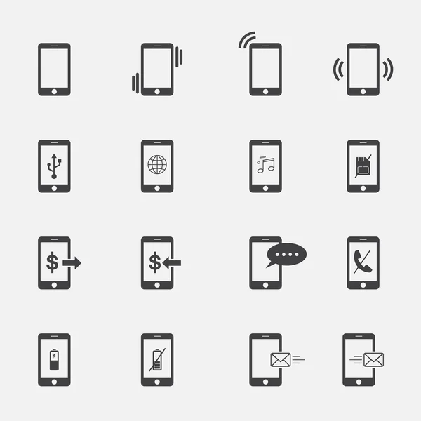 Telefoon pictogrammen symboolset. — Stockvector