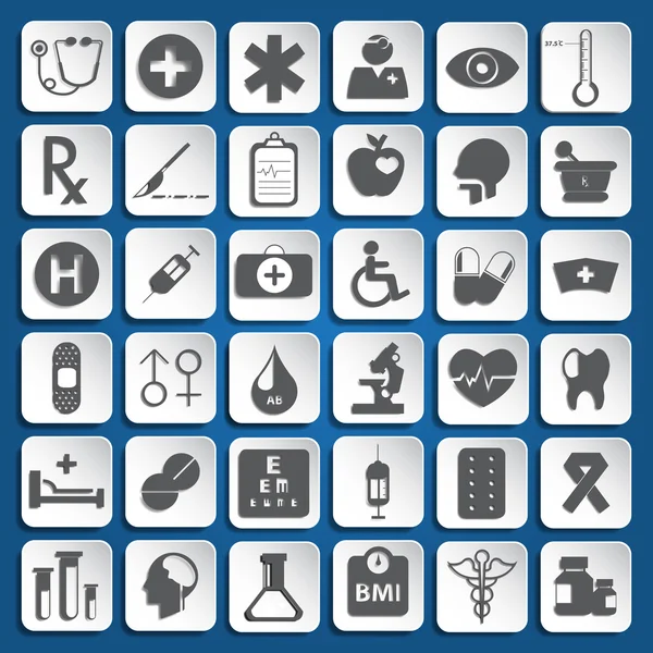 Set de iconos médicos planos . — Vector de stock