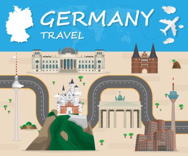 Almanya Landmark Küresel Seyahat Ve Yolculuk Infographic Vector De