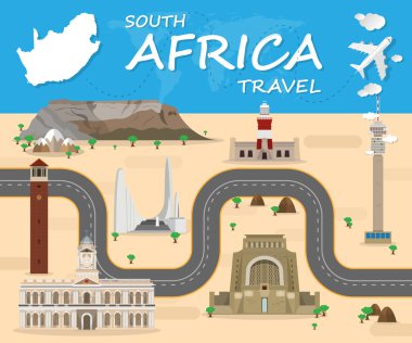 Güney Afrika Landmark Küresel Seyahat Ve Yolculuk Infographic Vect