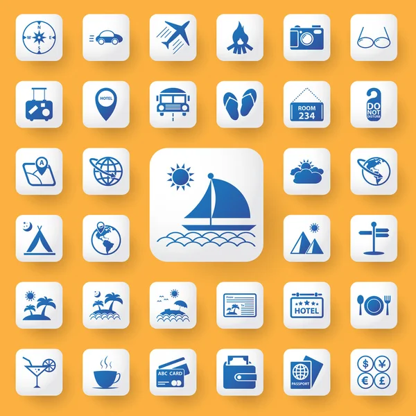 App Icon Reisezeichen Icons gesetzt. Vektorillustration. — Stockvektor