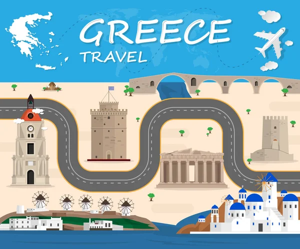Icono de viaje griego. icono de viaje Vector. viaje Icono Arte. viajes — Vector de stock