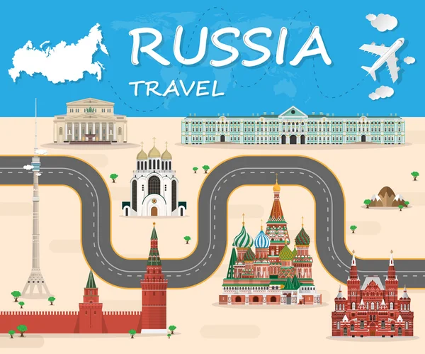 RUSSIA Luoghi di interesse Viaggio globale e viaggio Infografica Vector Design Template.vector illustration — Vettoriale Stock