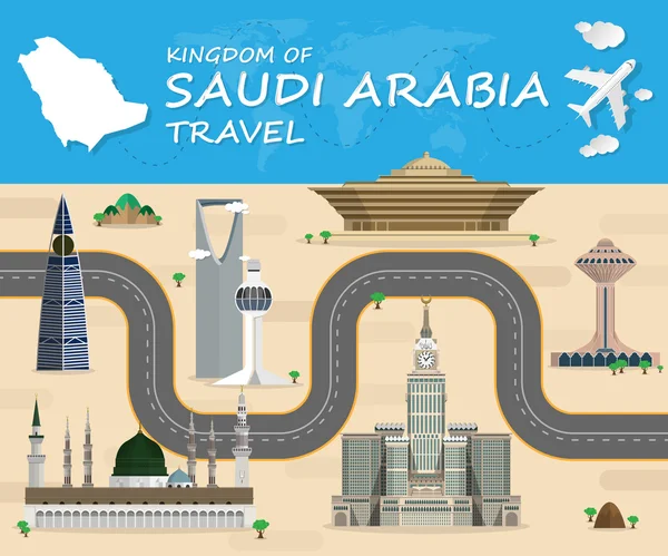 Saudiarabien Landmark Global Travel och Journey infographic Vect — Stock vektor