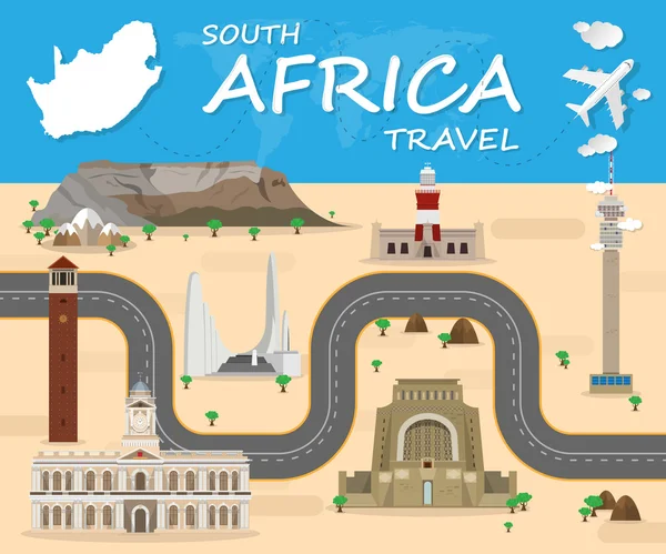 Sydafrika Landmark Global Travel och Journey infographic Vect — Stock vektor