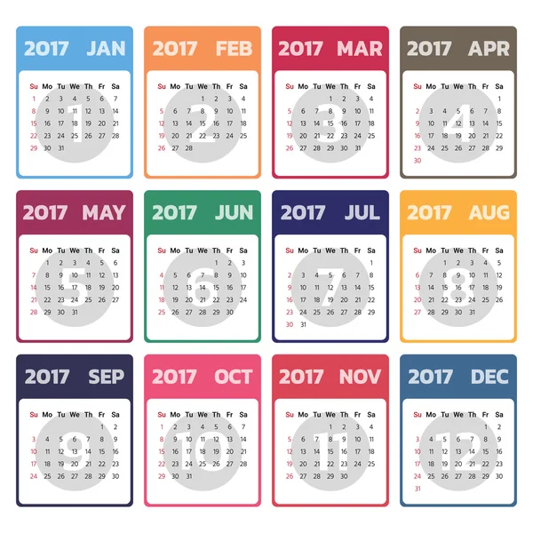 2017 Modelo de calendário moderno .Vector / ilustração . — Vetor de Stock