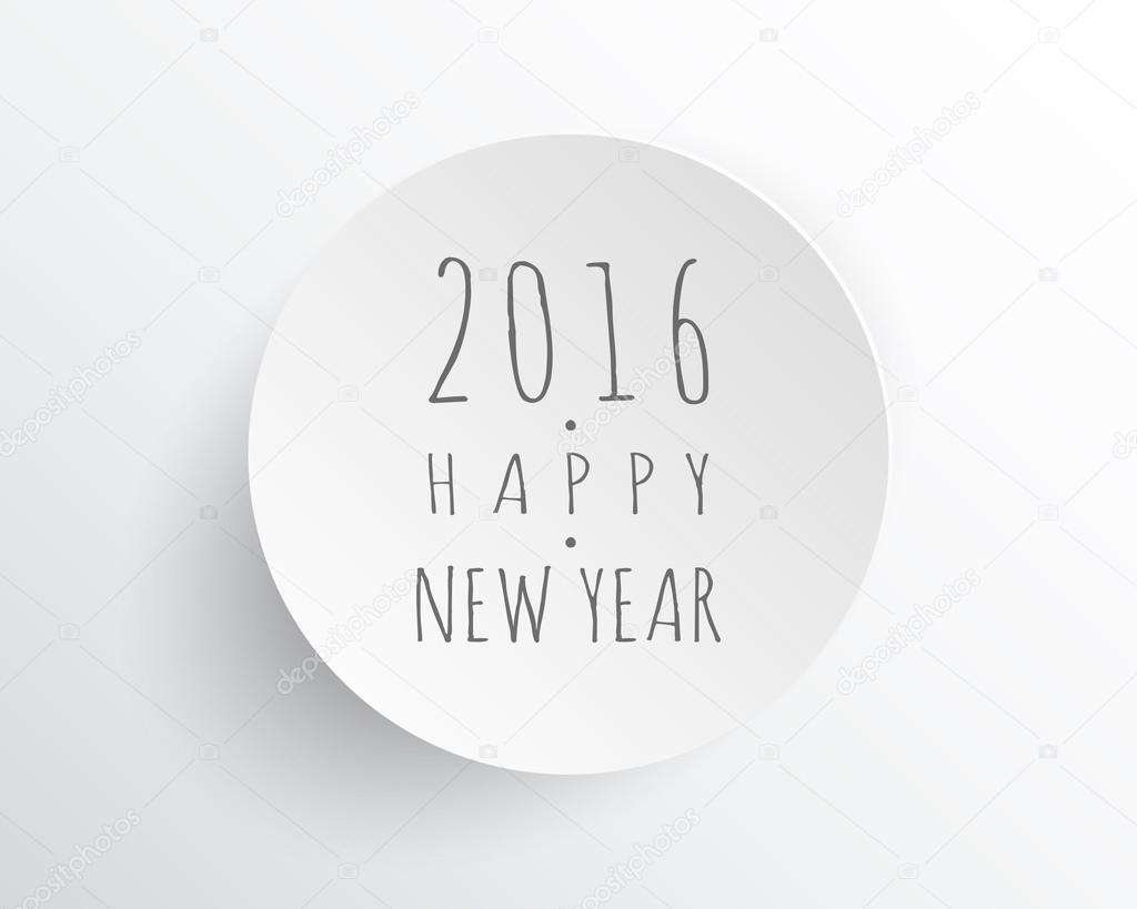 Happy new 2016 year. Greetings card. minimal white design. Vecto