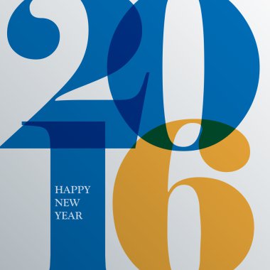 Mutlu yeni yıl 2016. Tebrik kartı. Renkli tasarım. Vektör hastası