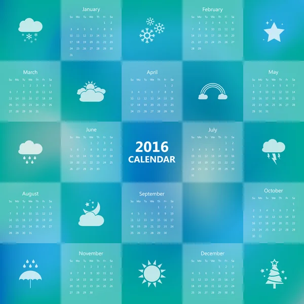 2016 modelo de calendário com icon.Vector tempo / ilustração . — Vetor de Stock