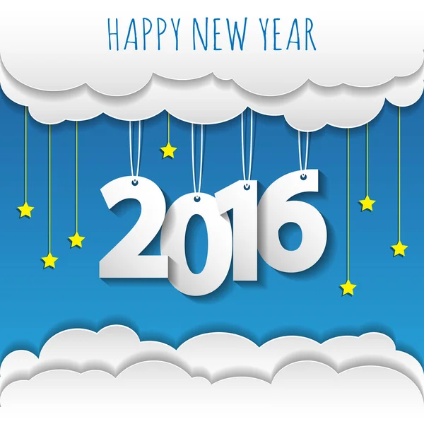 새 해 복 많이 받으세요 2016 구름과 하늘 배경입니다. 벡터/illustratio — 스톡 벡터