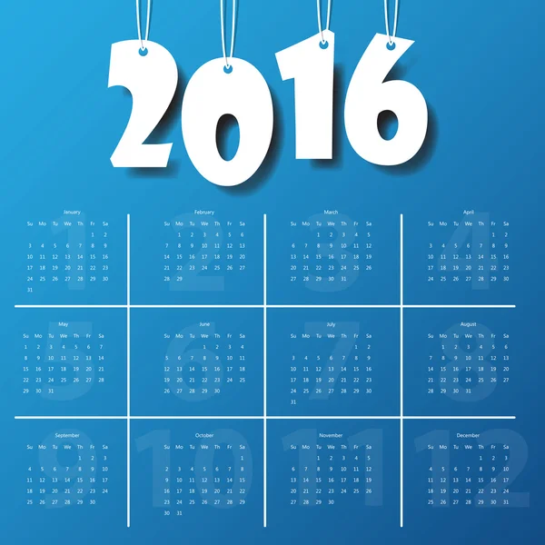 2016 Сучасний шаблон календаря. Вектор/ілюстрація . — стоковий вектор