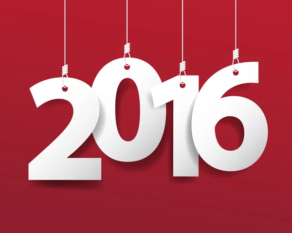 Вектор Сучасний червоний простий Щасливий новий рік 2016 картка з довгим ш — стоковий вектор