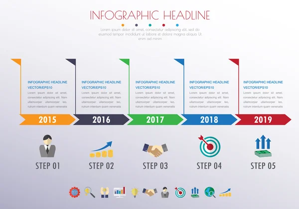 Oś czasu infografiki z zestaw ikon. wektor. ilustracja. — Wektor stockowy