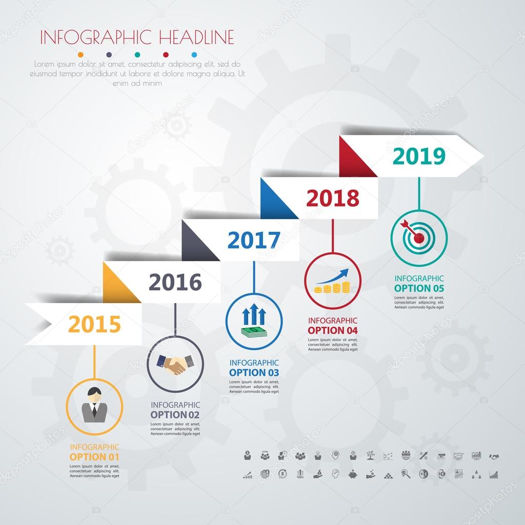 timeline infographics with icons set. vector. illustration.