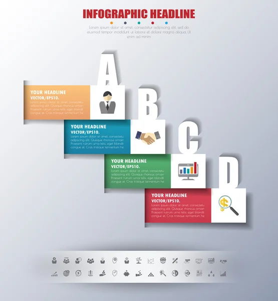 Infographie chronologique avec icônes réglées. vecteur. illustration . — Image vectorielle