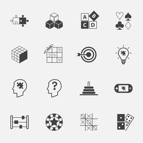 Set teka-teki dan ikon game. Vektor. ilustrasi - Stok Vektor