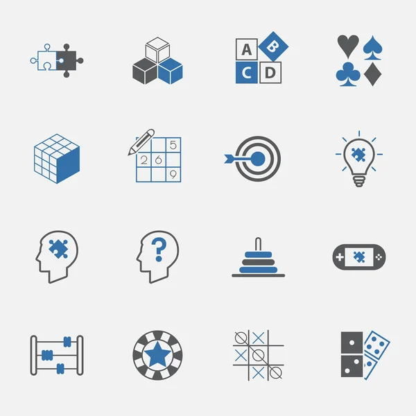 Set teka-teki dan ikon game. Vektor. ilustrasi - Stok Vektor