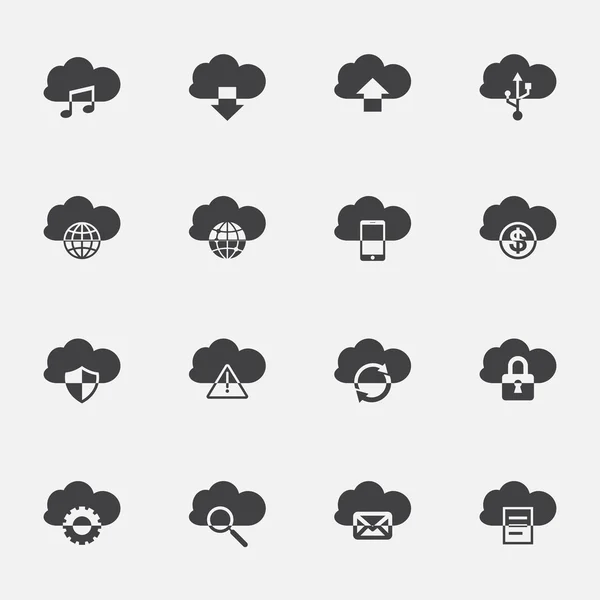 Symbolset für Cloud Computing. — Stockvektor