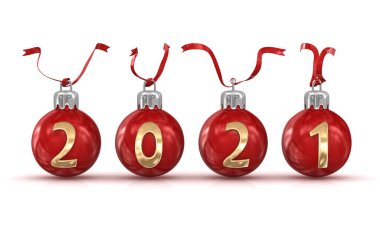 Yeni yıl 2021. 3d oluşturma ve bilgisayar tarafından oluşturulan resim.