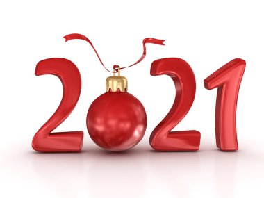 Yeni yıl 2021. 3d oluşturma ve bilgisayar tarafından oluşturulan resim.