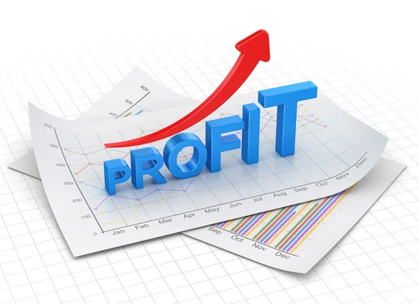 수익 텍스트 차트와 종이에 이동 하는 화살표 — 스톡 사진