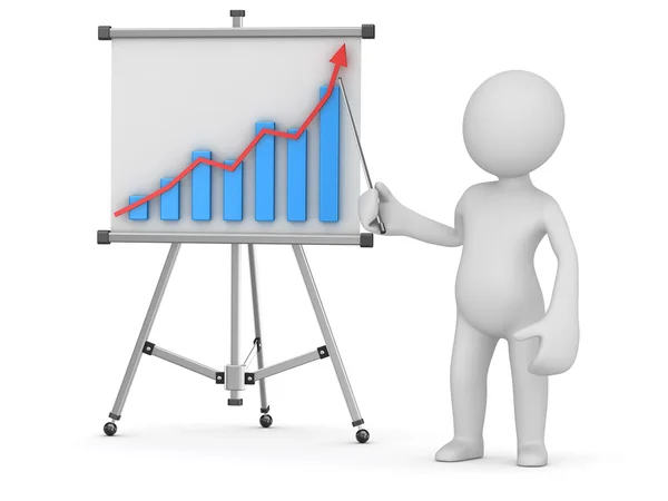 White man pointing business chart on whiteboard — Stock Photo, Image