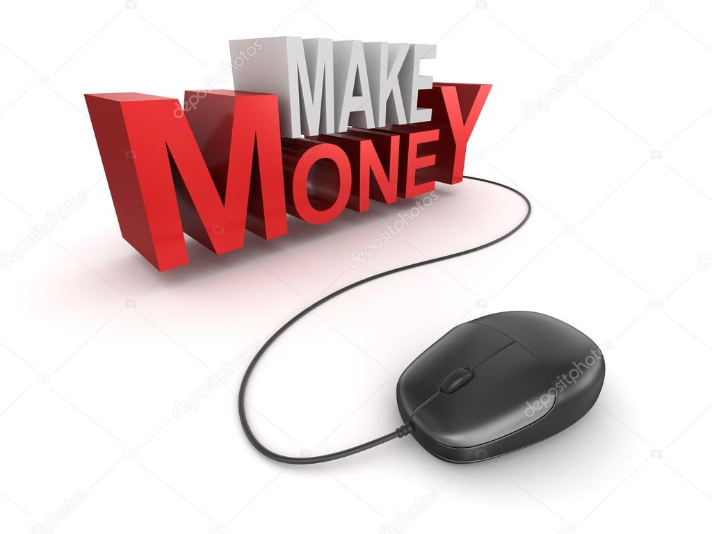 Make money text and computer mouse
