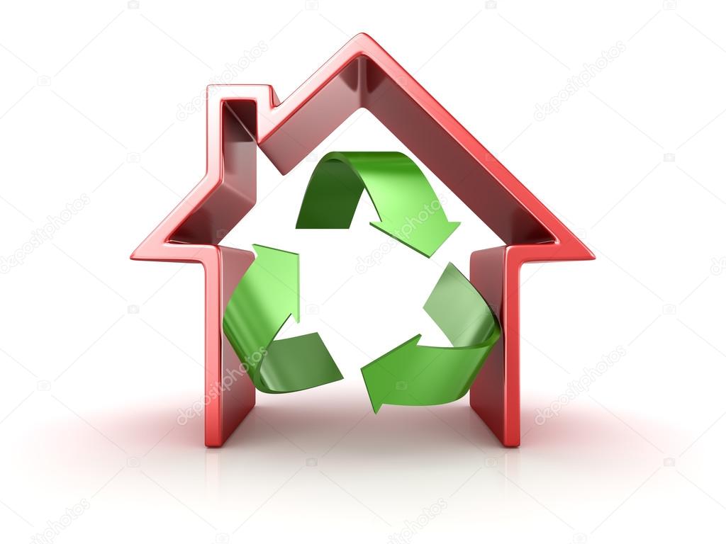 Recycle symbol in house
