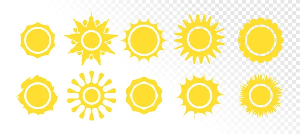 Yellow sun icons on white background vector illustration. — Stock Vector