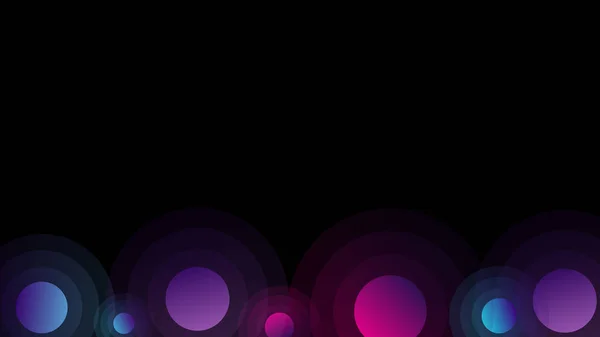 Black background with pink, purple and blue rounds on the bottom illustration.