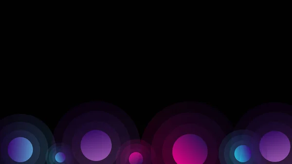 Schwarzer Hintergrund mit rosa, lila und blauen Runden auf der unteren Abbildung. — Stockfoto
