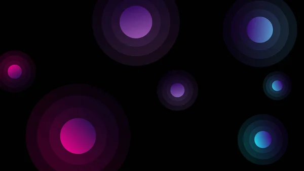 Putaran ungu dengan lingkaran bercahaya di sekitar ilustrasi latar belakang hitam. — Stok Foto