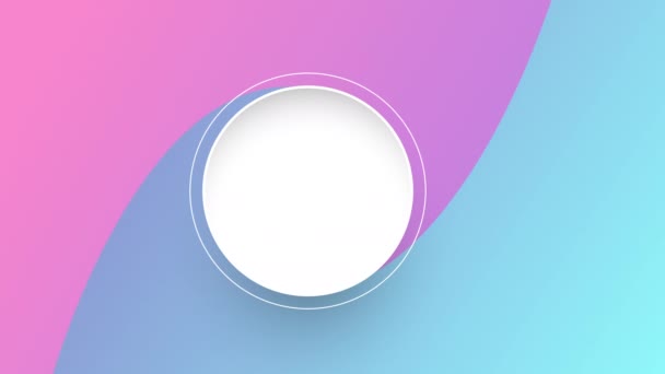 Blå och rosa minimal bakgrund med snurrande vit rund i mitten i 4k video. — Stockvideo