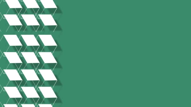 Fundo verde com padrão de losango branco em vídeo 4k. — Vídeo de Stock