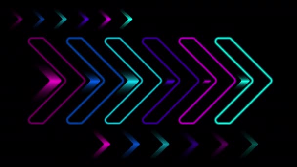 Black background with colorful arrows sign in 4k video. — Stock Video