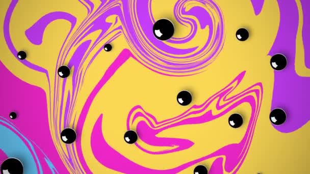 Diseño de fondo brillante colorido con esferas negras en video 4k. — Vídeos de Stock