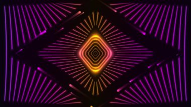 4k video içinde aydınlatılmış çizgi tüneli olan siyah arkaplan.